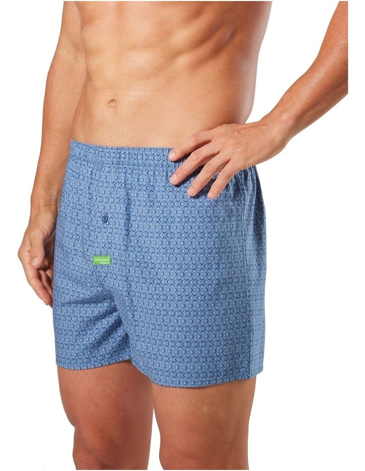 Hexo Geo Bamboo Boxer Shorts in Blue