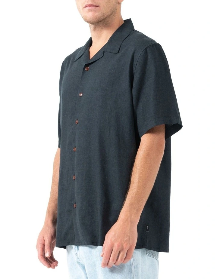 Hemp Minimal Bowling Shirt in Black