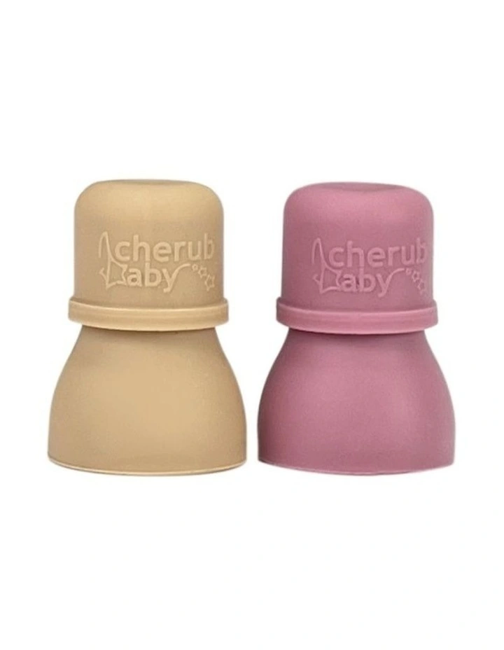 Silicone Food Pouch Soft Spouts 2 Pack in Dusty Rose\Sand