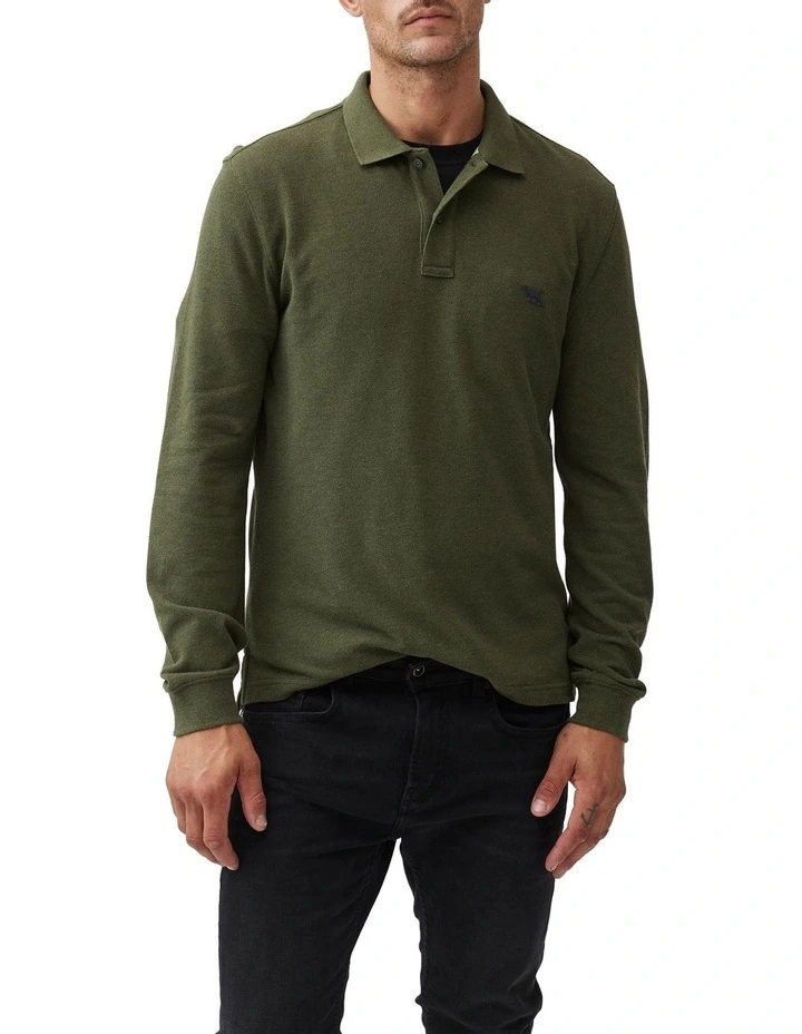 Long Sleeve Gunn Polo in Army