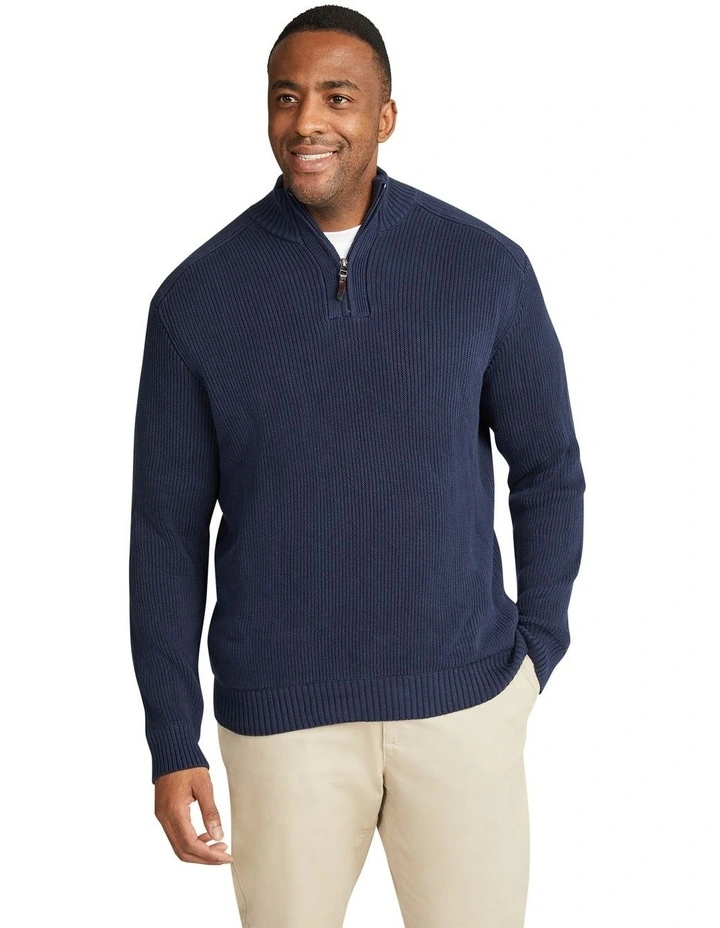 Patrick Half Zip Sweater Top in Navy