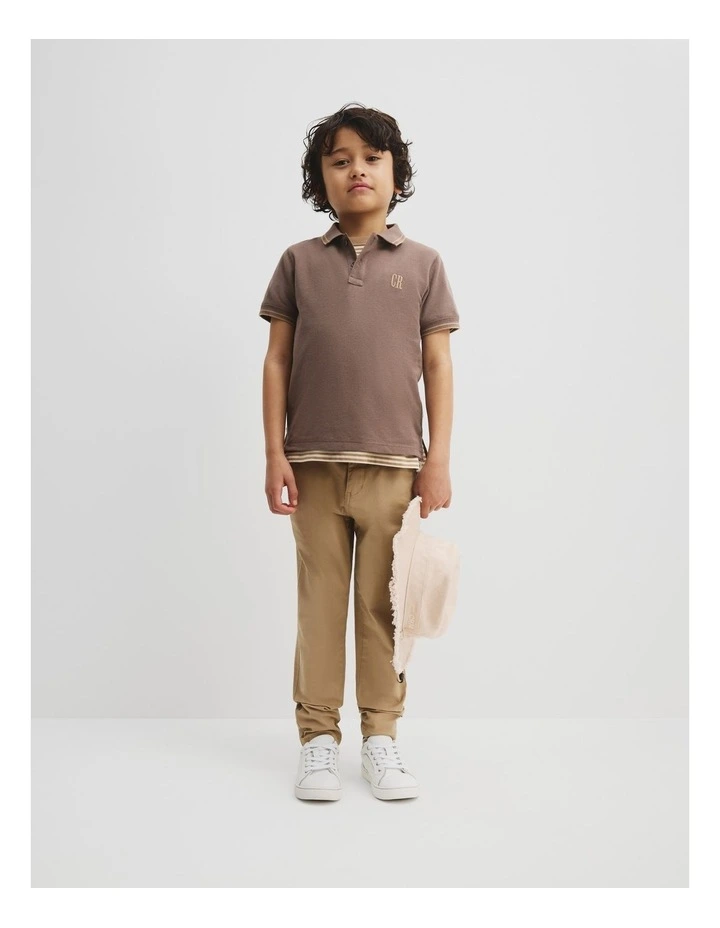 Organically Grown Cotton Logo Polo Shirt in Chocolate