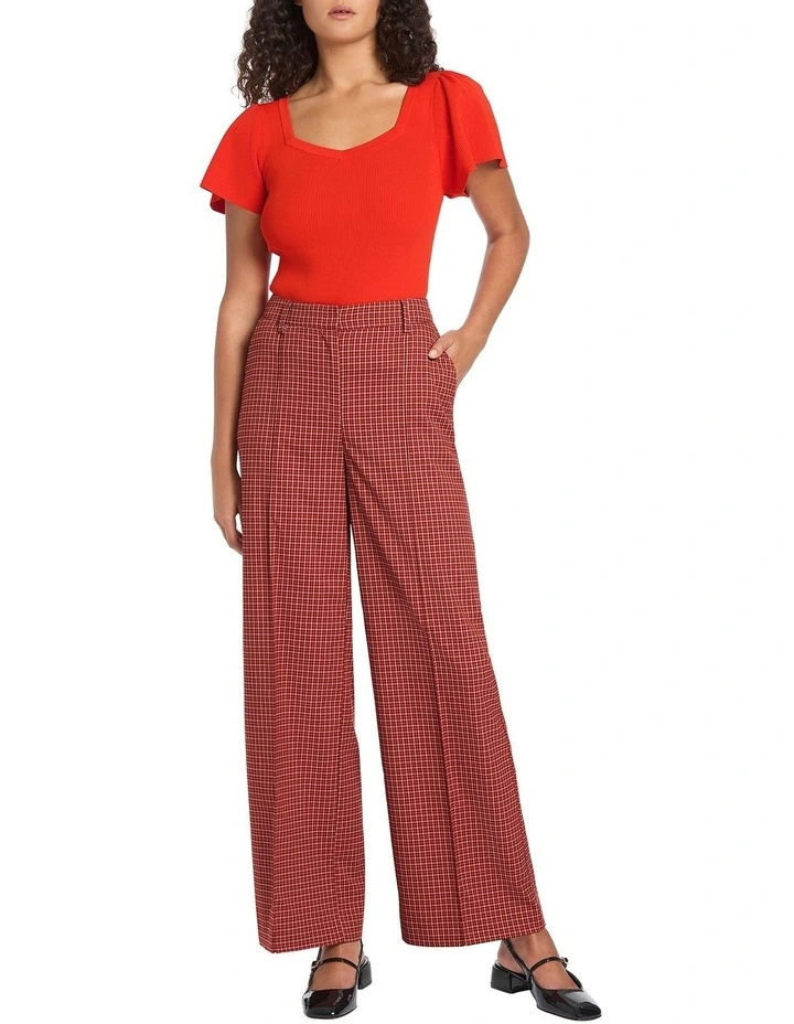 Kaira Rib Knit Top in Red