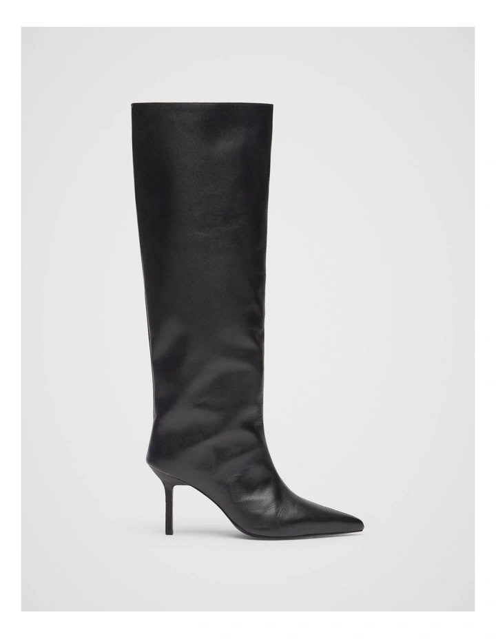 Soho Long Leather Boot in Black