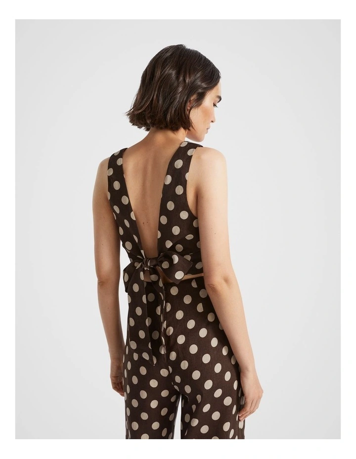 Linen Bodice Top in Deep Raisin Spot
