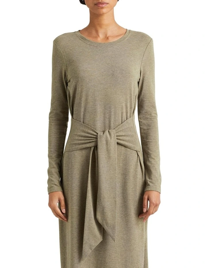 Tie-Front Jersey Dress in Green