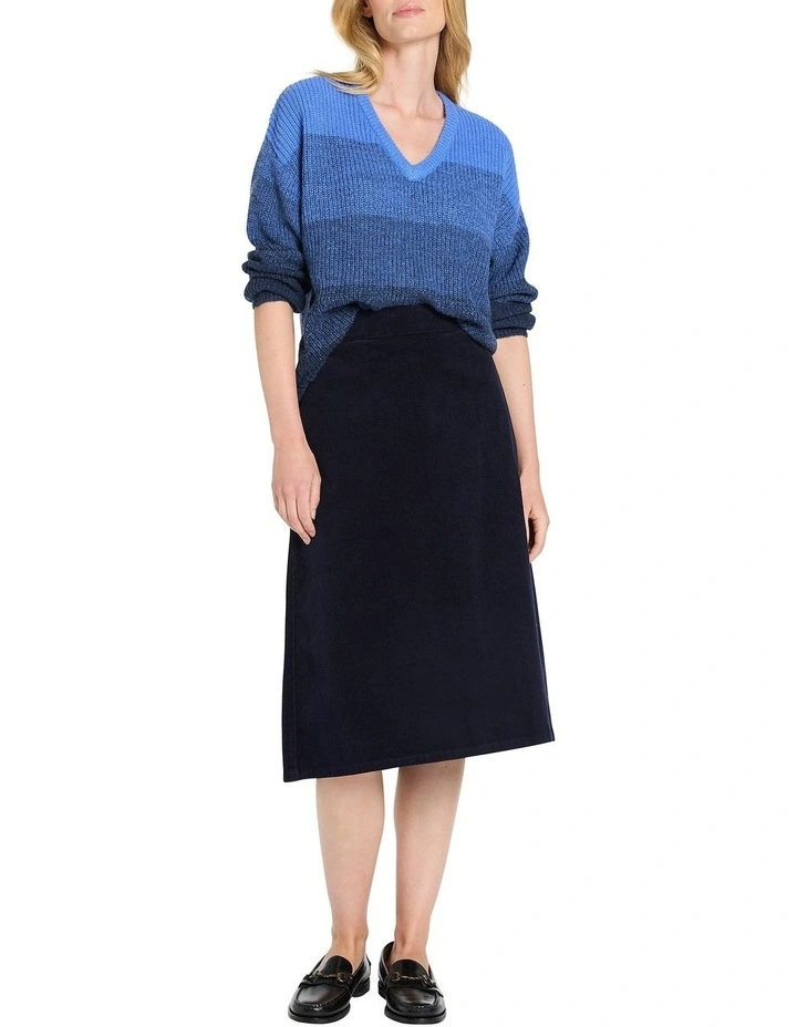Vera A-line Cord Skirt in Navy
