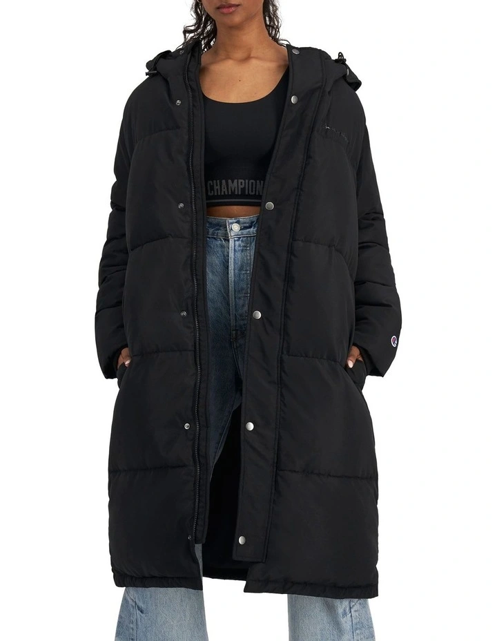 Rochester Long Line Puffer Jacket in Black