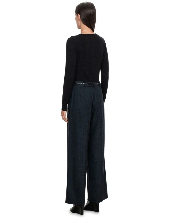 European Herringbone Wide Leg Pant