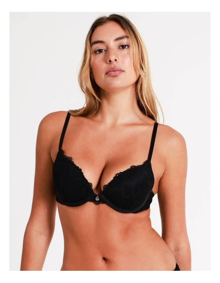 Lace Comfort Contour Push Up Bra in Black
