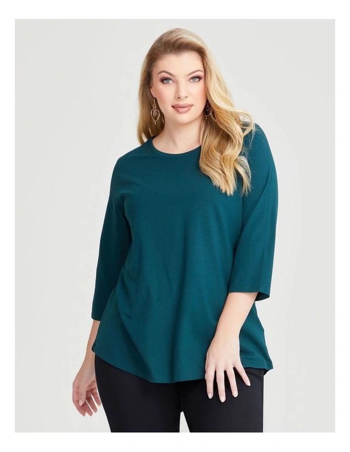 Australian Cotton 3/4 T-shirt in Evergreen