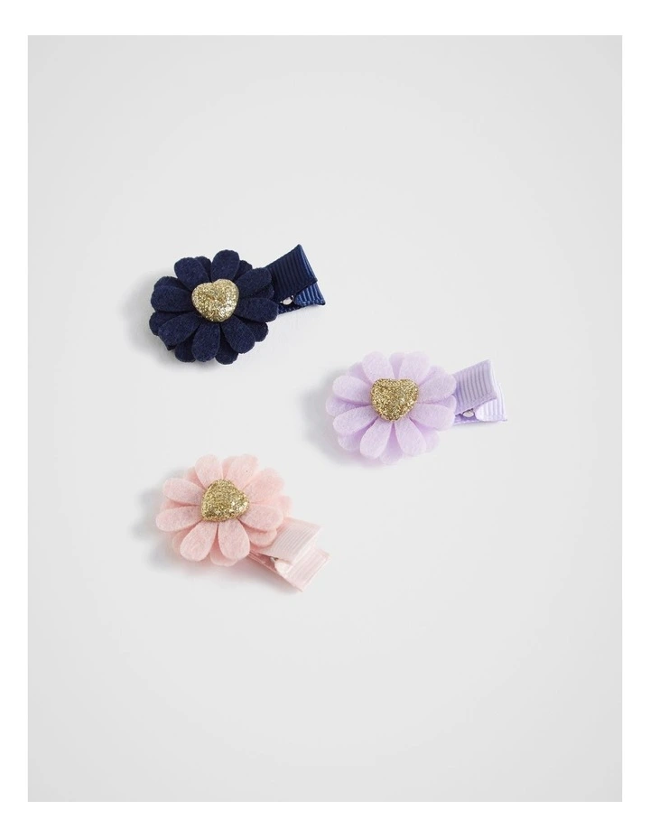 Felt Flower Duck Clip Trio in Multi