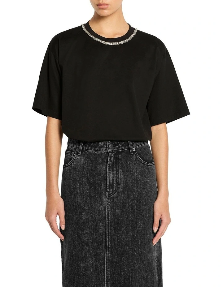 Bejewelled Bling Tee in Black