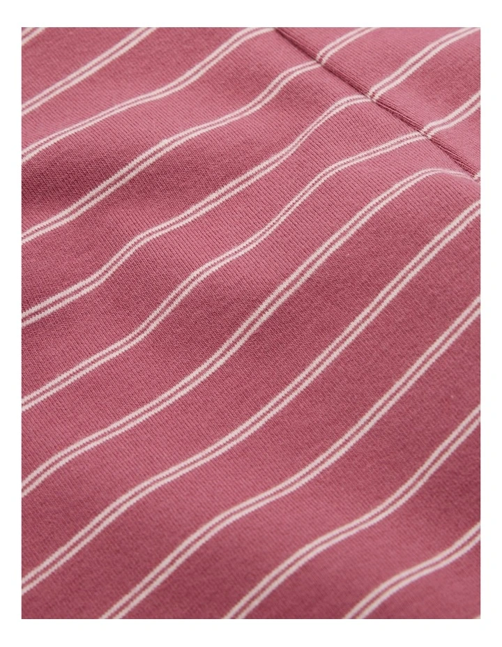 Organically Grown Cotton Blend Stripe Legging in Deep Rose