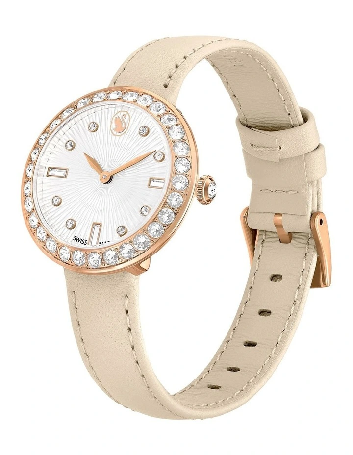 Certa Swiss Made Leather Strap Watch in Beige