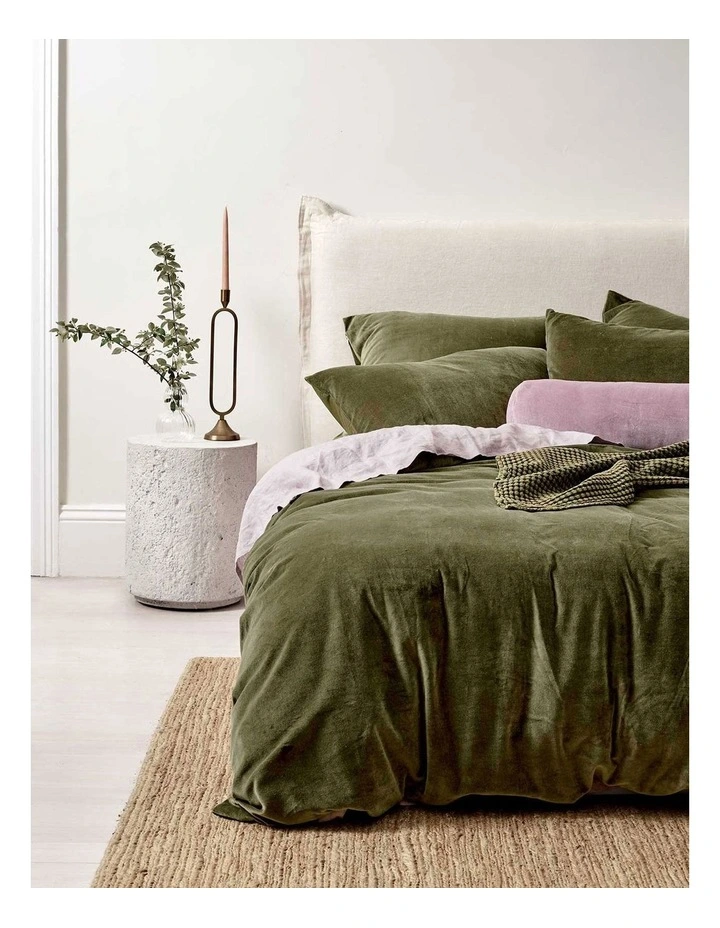 Luxury Velvet Quilt Cover in Caper