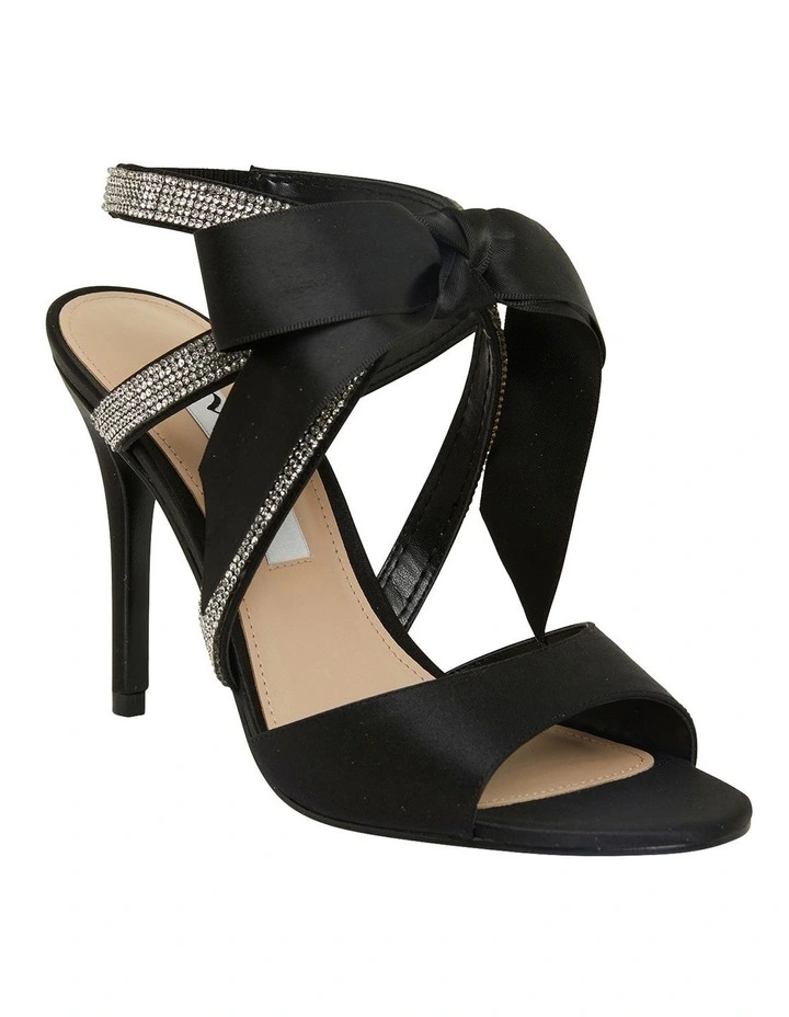 Claudia Noir Satin Sandals