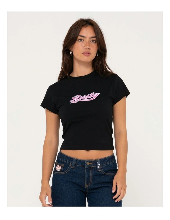 Norty Short Sleeve Skimmer Baby Tee in Black