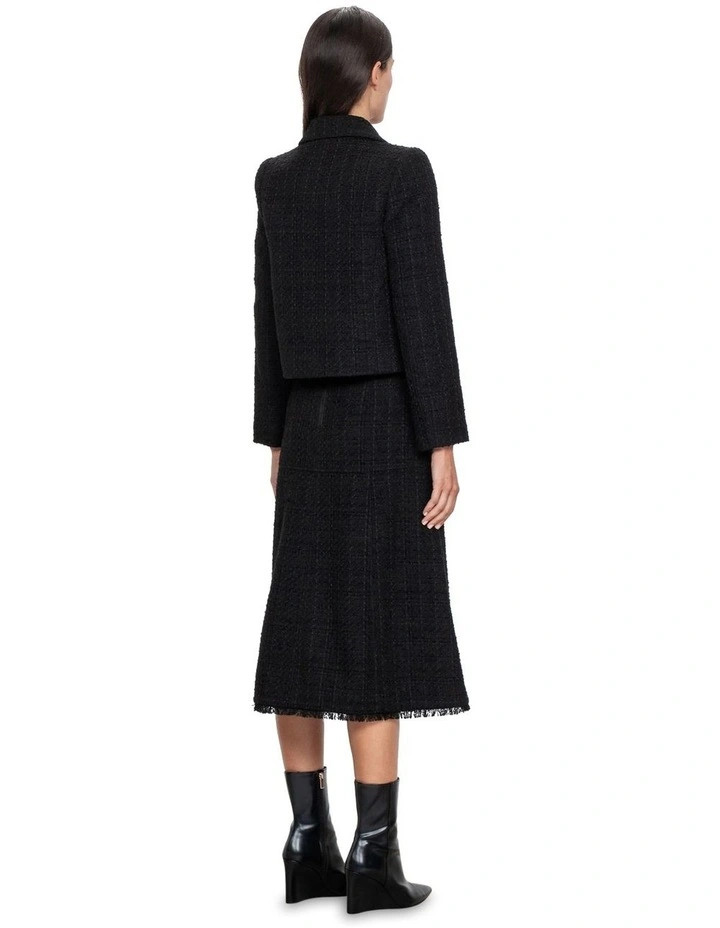 Noir Tweed Midi Skirt in Black
