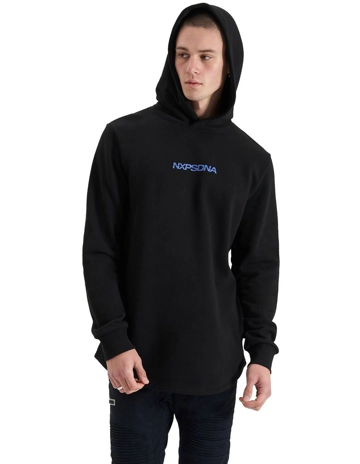 Anchorage Hooded Dual Curved Sweater in Jet Black