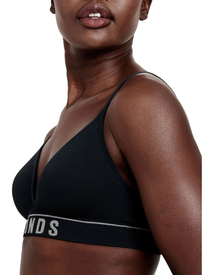 Hot Heritage Rib Wirefree T Shirt Bra in Black