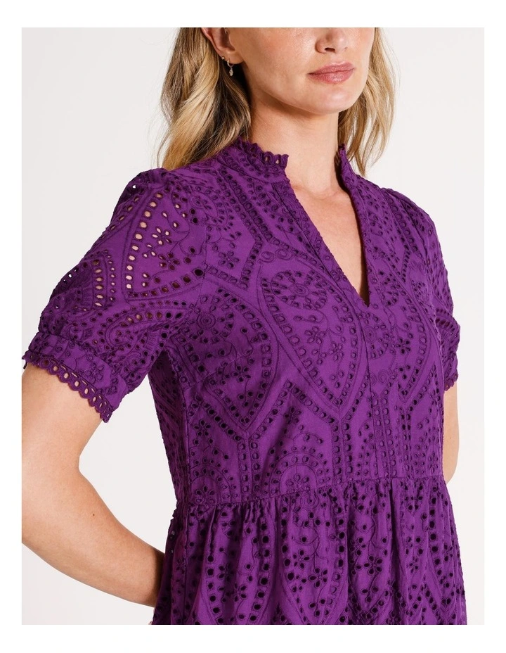 Holi Dress with Embroidery Organic Cotton in Gloxinia
