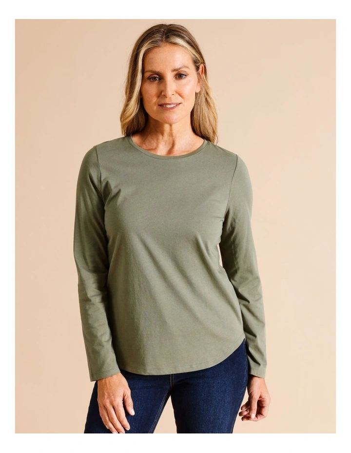 Organic Cotton Wardrobe Staple Long Sleeve Tee In Khaki