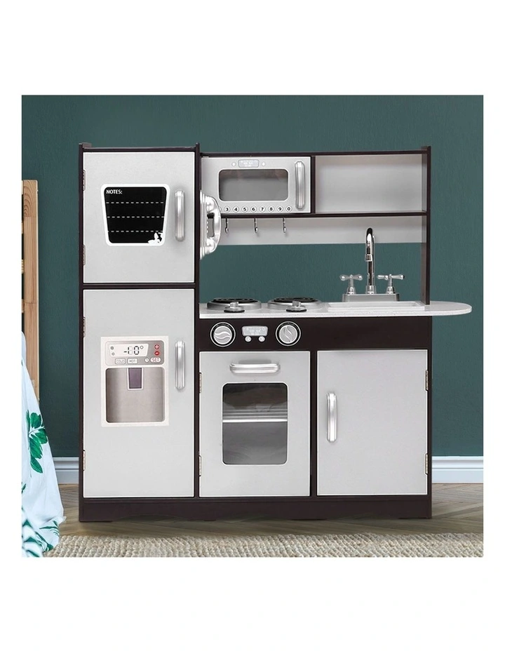 Fully-Equipped Modern Kitchen Play Set in Black/White
