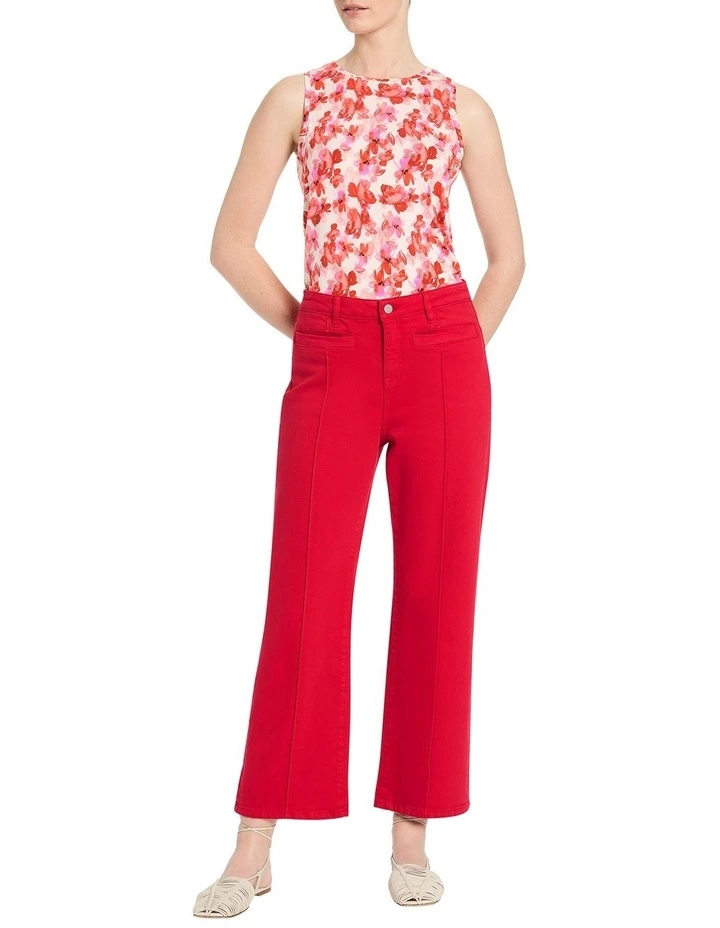 Estelle Wide Crop Jean in Carmine