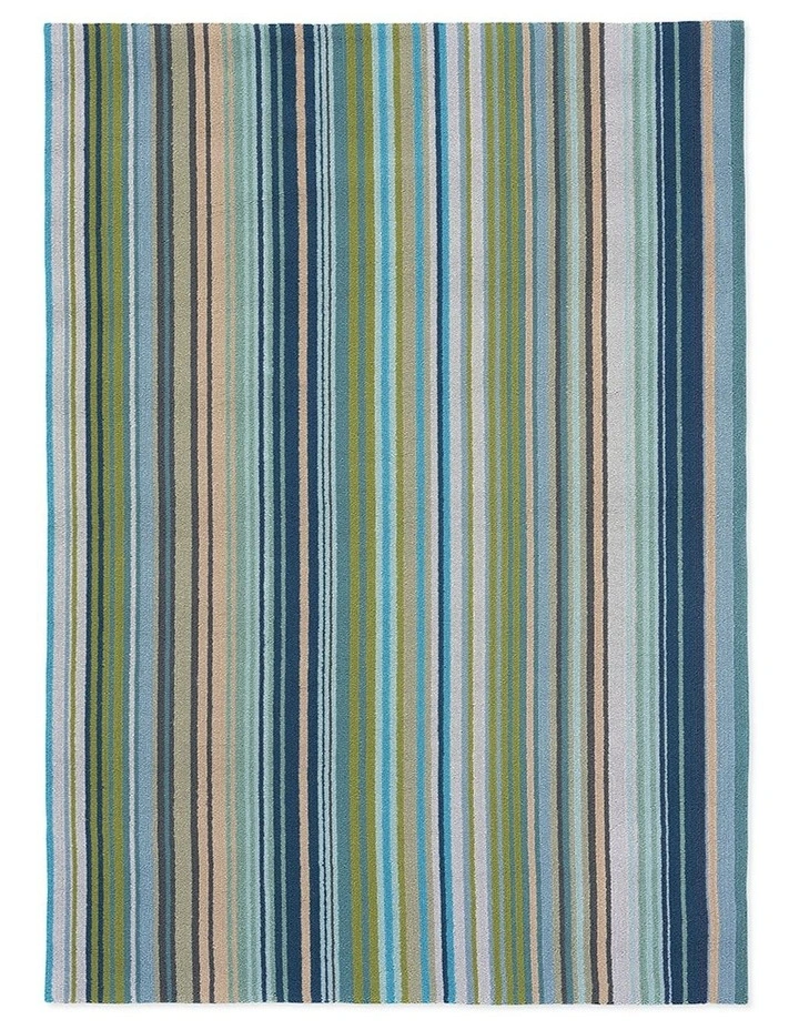 Spectro Stripes Marine Outdoor Rug 442108 in Blue