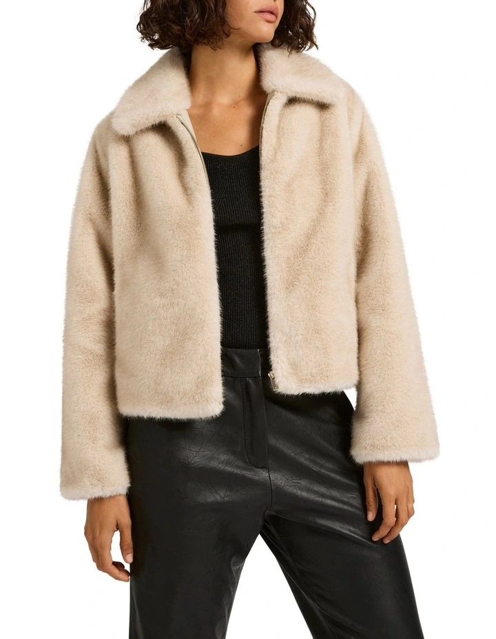 Lauren Faux Fur Jacket in Creme Brulee