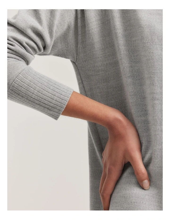 Verified Australian Merino Wool Cardigan in Light Grey Marle