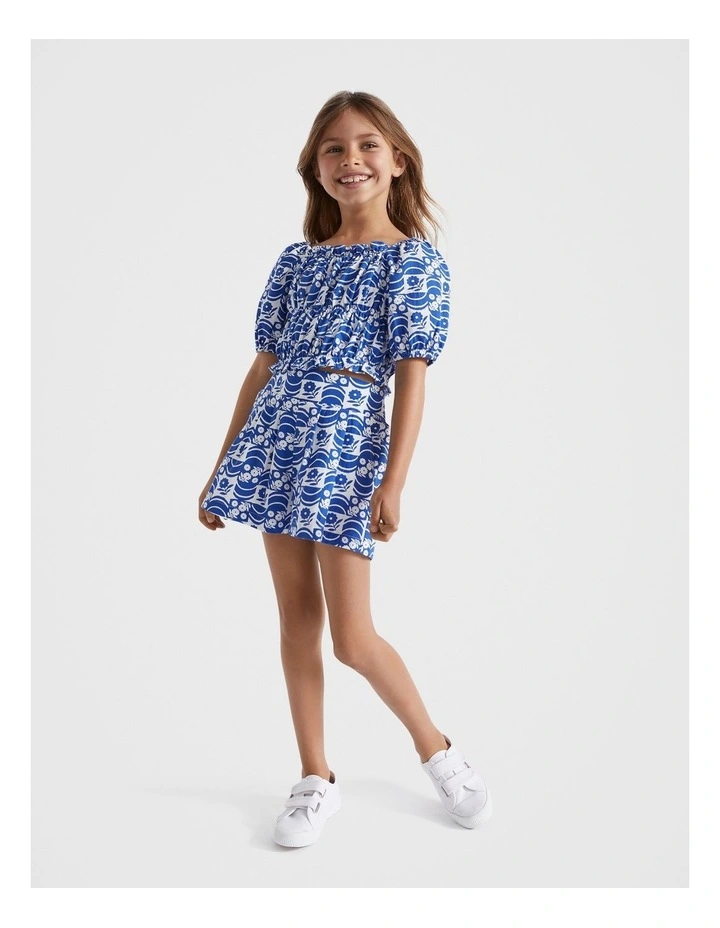 Floral Top in Cobalt Blue