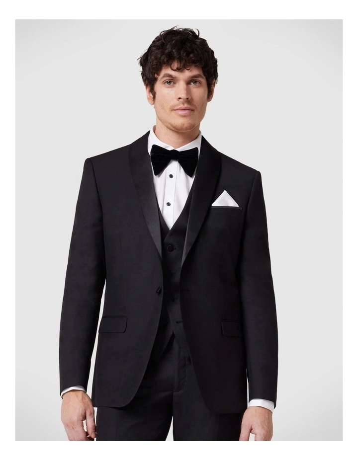 Regular Fit Detachable Shawl Collar Tuxedo in Black Chintz