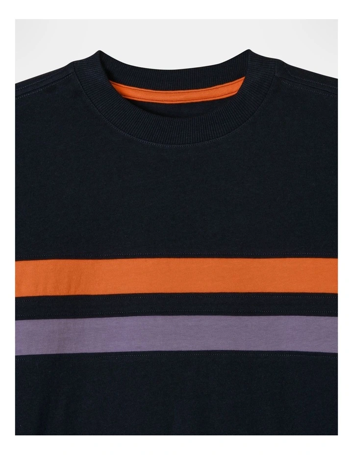 Long Sleeve Splice Tee in Navy