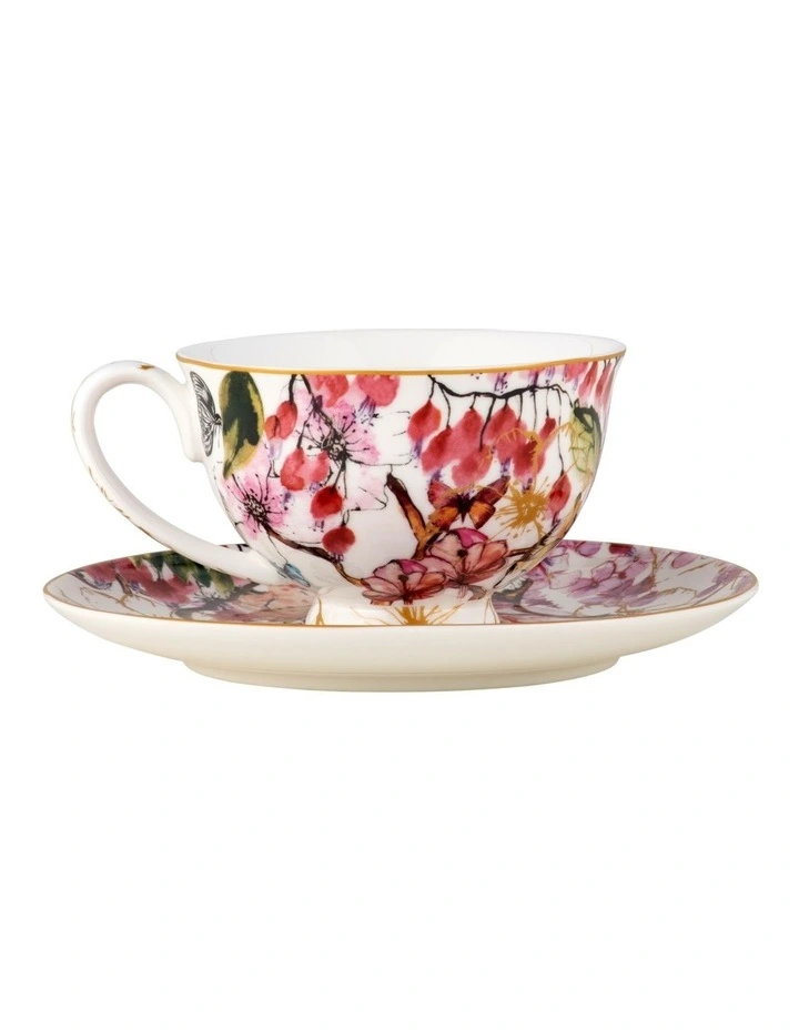 Enchantment Footed Cup & Saucer Gift Boxed 200ml in White