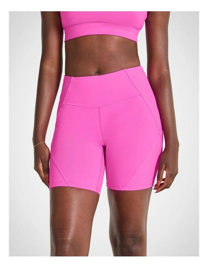 Mixed Media Quad Bike Shorts in Neon Pink