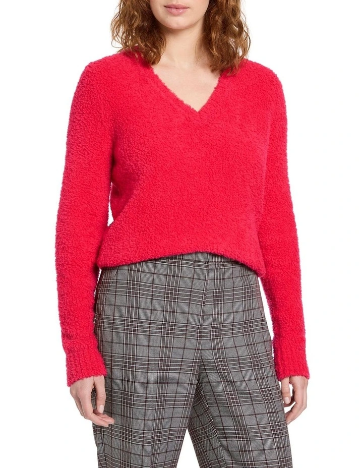 Felicia Fuzzy Knit in Hot Rose