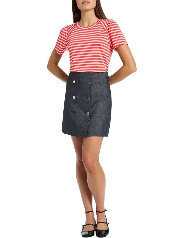 Rosa Stripe Tee in Oahu/Champagne
