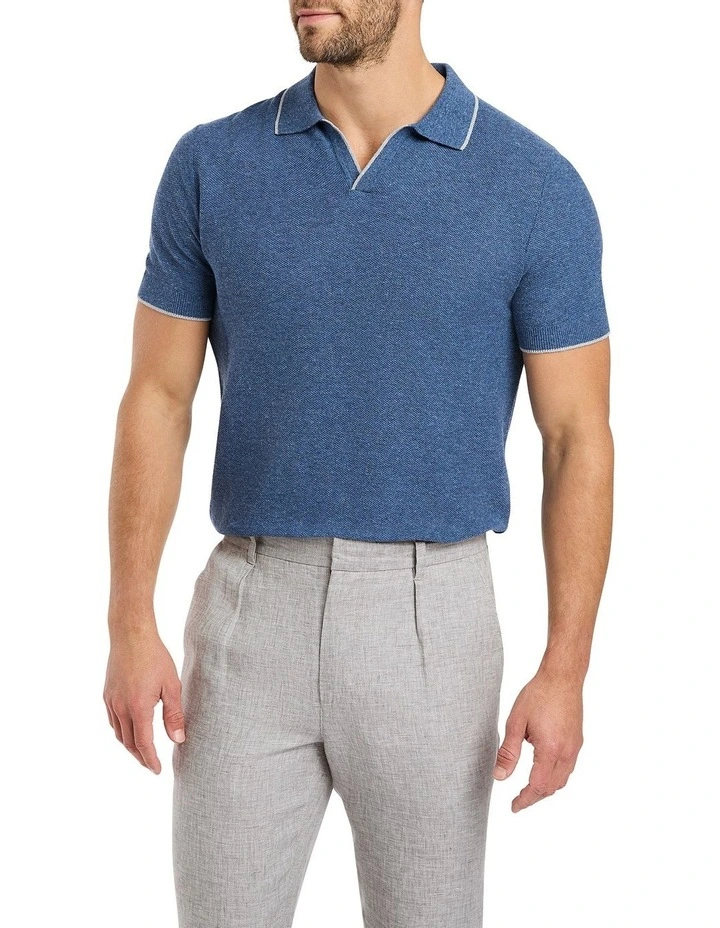 Bowie Knit Polo in Slate Blue