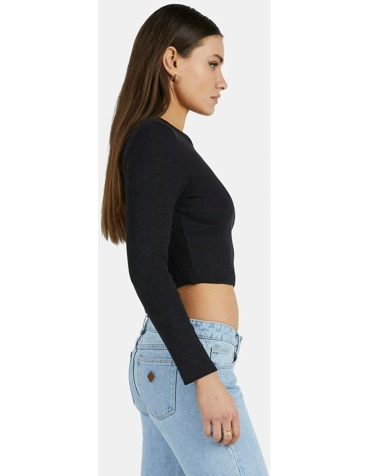 Heather Long Sleeve Top in Black