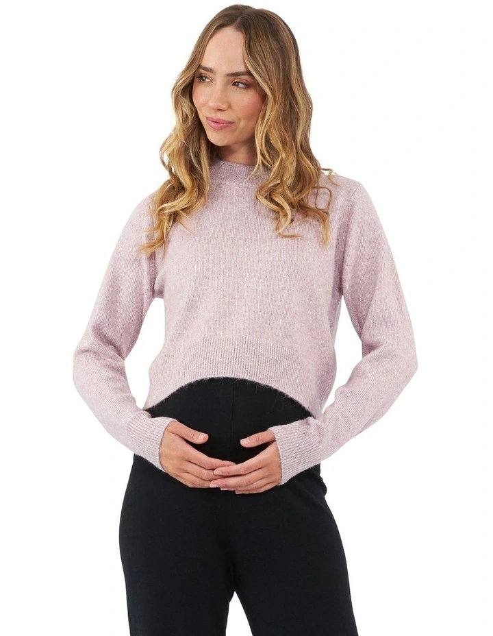 Tia Crop Knit in Pink Marle