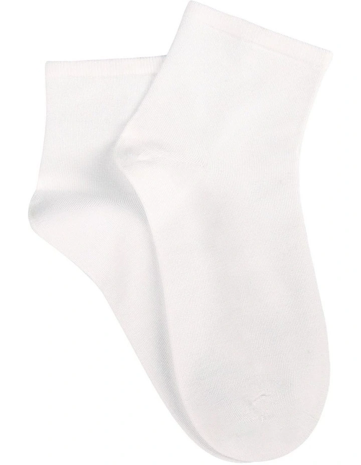 Bamboo Soft Top Light 2 Pair Ankle Socks in White
