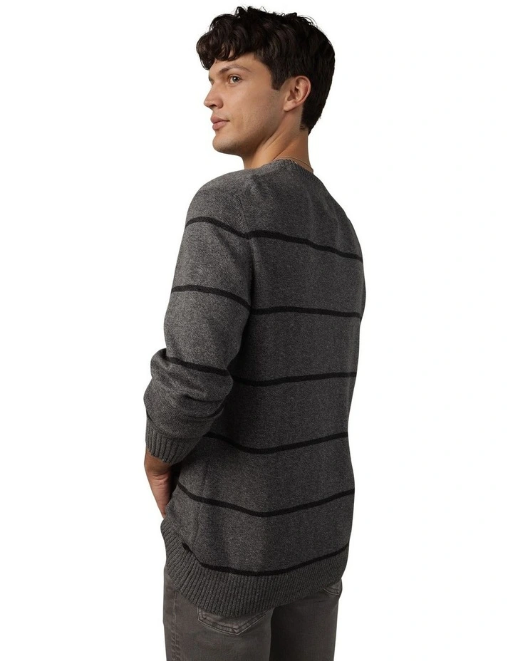 Striped Crewneck Sweater in Grey