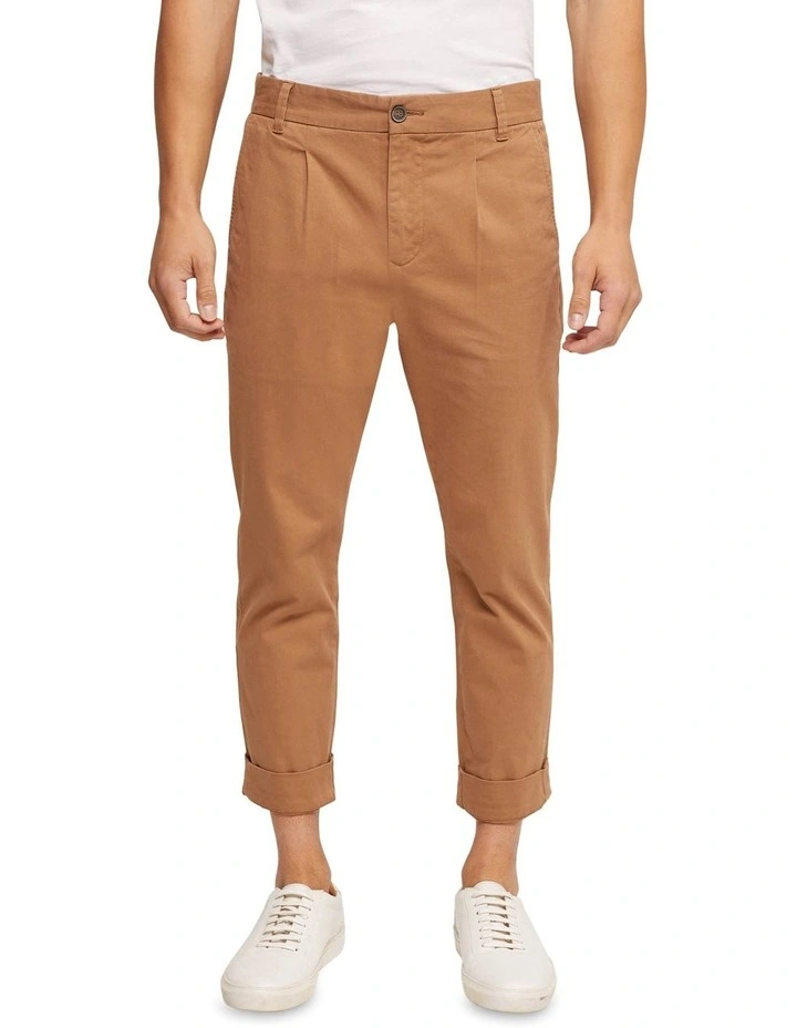 Ryan Folded Cuff Casual Chinos in Brown