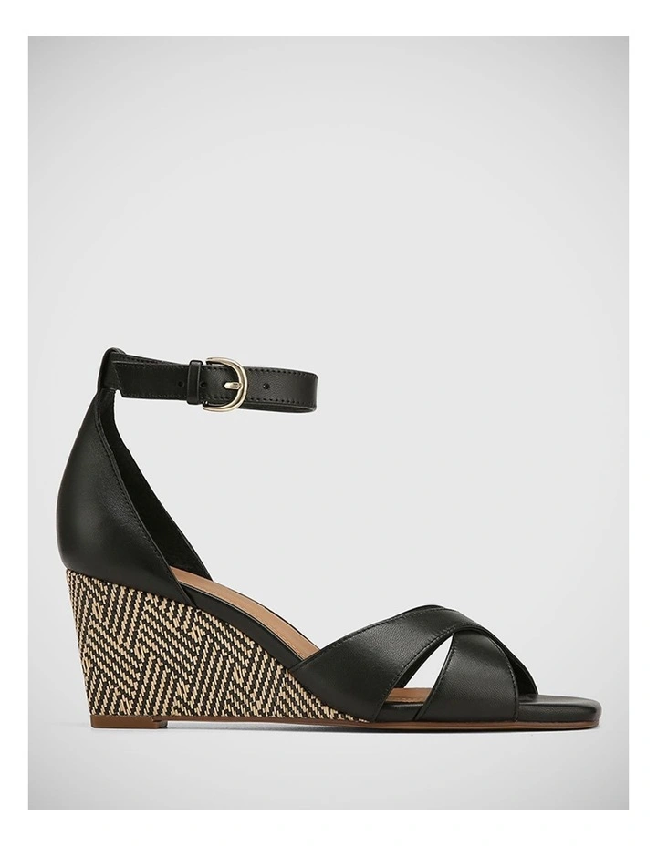 Mennie Leather Wedge Sandal in Black
