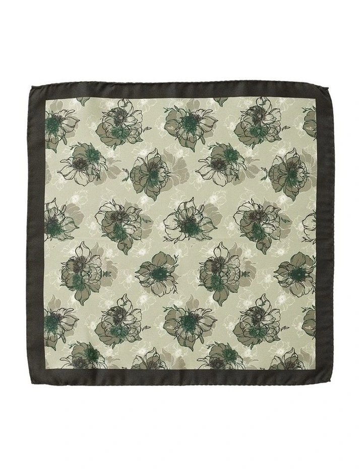 Poppies Silk Pocket Square in Green