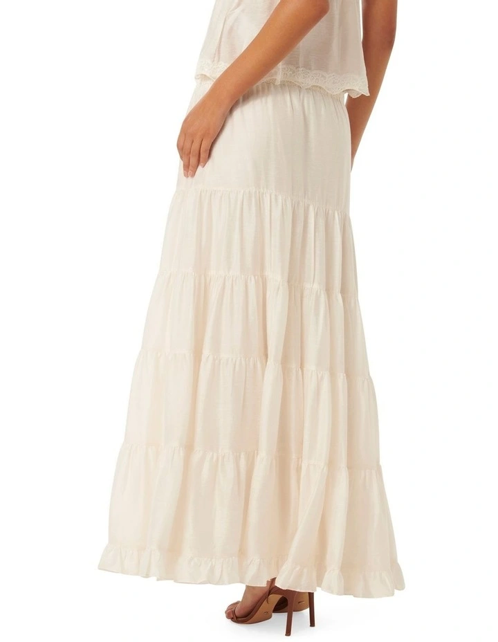 Lace Trim Peasant Co-Ord Skirt in Ivory