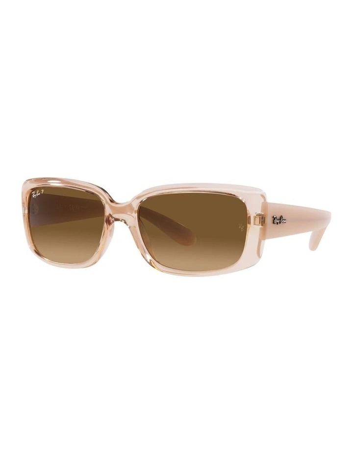 0RB4389 Polarised Sunglasses In Transparent Brown