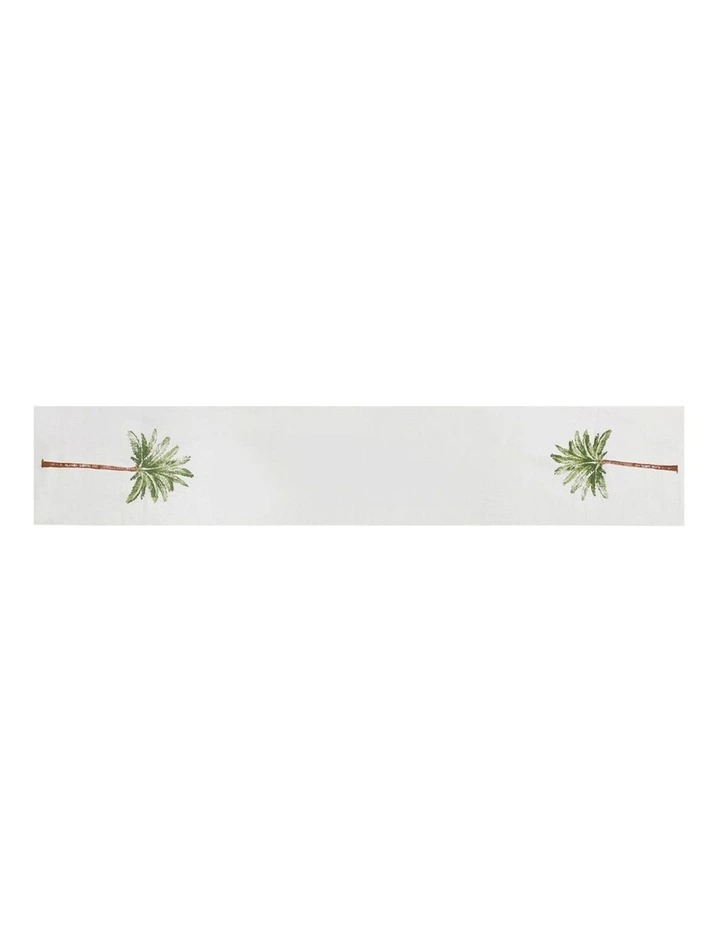 St Barts Palm Print Table Runner Mat in White